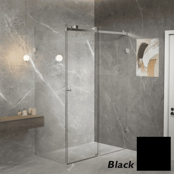 Violet 10 10mm Frameless Sliding Screen Front & Return V10-S / V10-S-R - Black