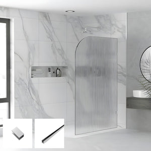 Milano Series Reeded Radius Walk In Panel M-REED-R - Chrome