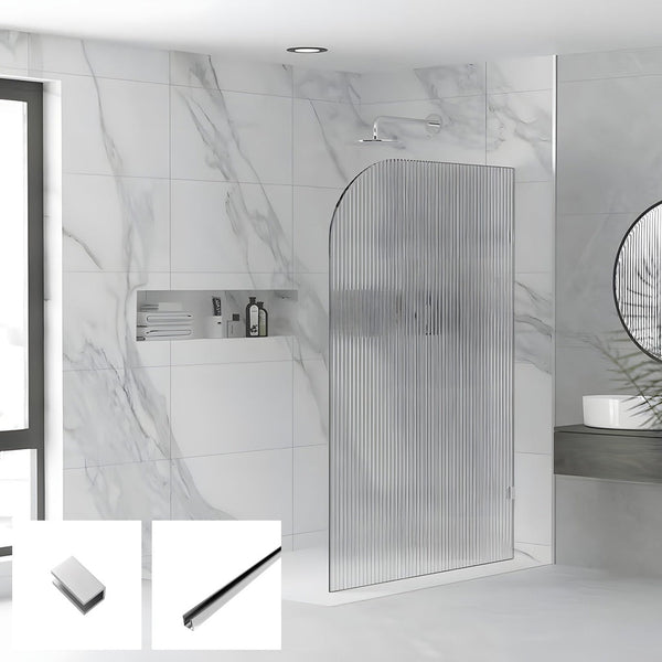 Milano Series Reeded Radius Walk In Panel M-REED-R - Chrome