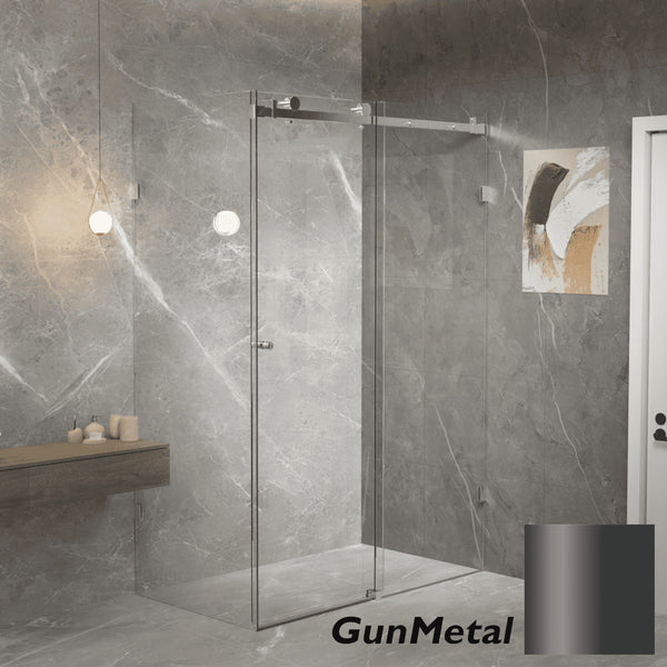 Violet 10 10mm Frameless Sliding Screen Front & Return V10-S / V10-S-R - Gun Metal