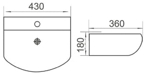 ZENMO Basins WB3062W MINTY-II Wall Hung Basin with Brackets 430x360x180MM
