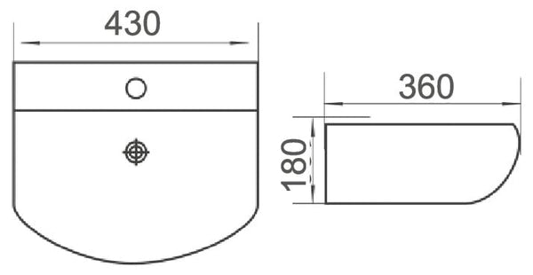 ZENMO Basins WB3062W MINTY-II Wall Hung Basin with Brackets 430x360x180MM