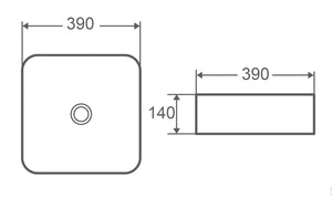 WB4000 DIOR-SQ Above Counter Basin 390x390x140MM