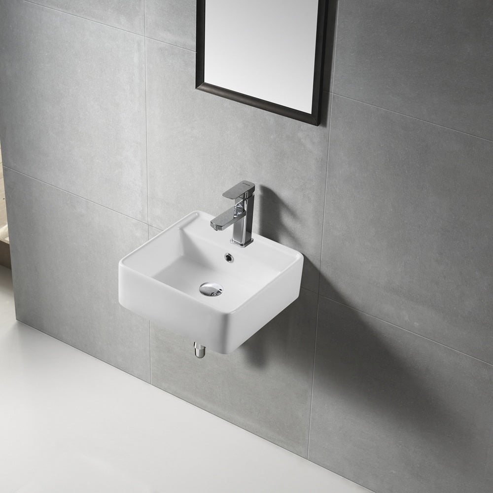 WB4014W COCO Wall Hung Basin with Brackets 410x410x150MM