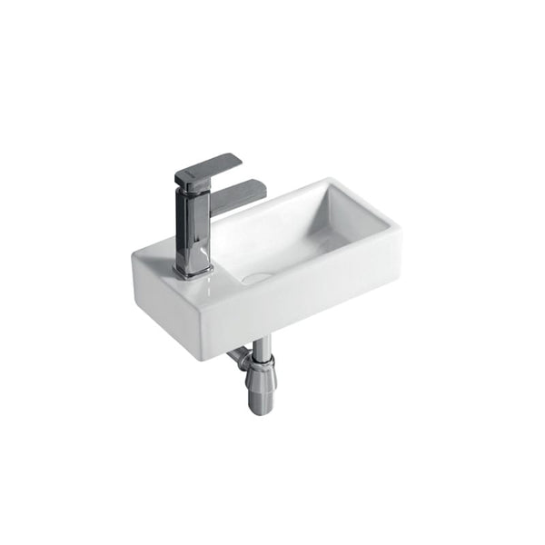 ZENMO Basins WB4020W/L MINI Wall Hung Basin with Brackets - LH Tap Hole 400x200x105MM