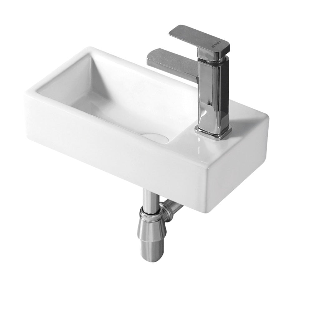 WB4020W/L MINI Wall Hung Basin with Brackets - LH Tap Hole 400x200x105MM