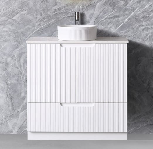 WH56+SK56-750WM Duplex Collection (Floor Standing) 750mm - Matt White Single Bowl