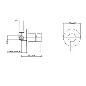 TSI Mixer Taps OX0126-2-65.ST LUCID PIN ROUND BLACK SHOWER/BATH WALL MIXER(65MM COVER PLATE)