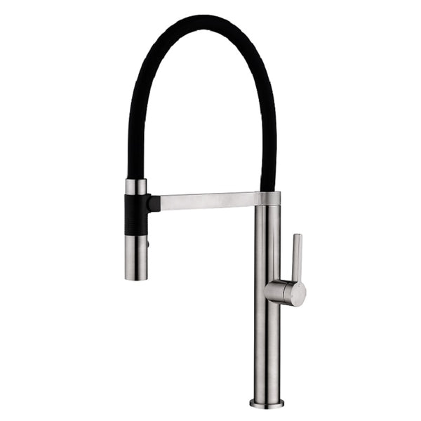 WT 6205BN NIKO Sink Mixer with Black Hose Brushed Nickel Finish