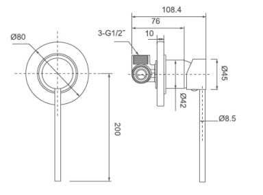 WT 509CBK-D JESS CARE Shower Mixer in Matte Black