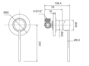 WT 509C-D JESS CARE Shower Mixer in Chrome