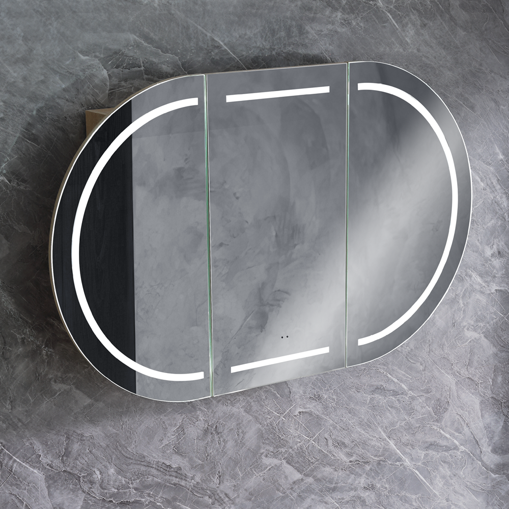 LED OSH-12075A8 Amber LED Collection 1200*750*145MM Natural Timber SHAVING CABINET