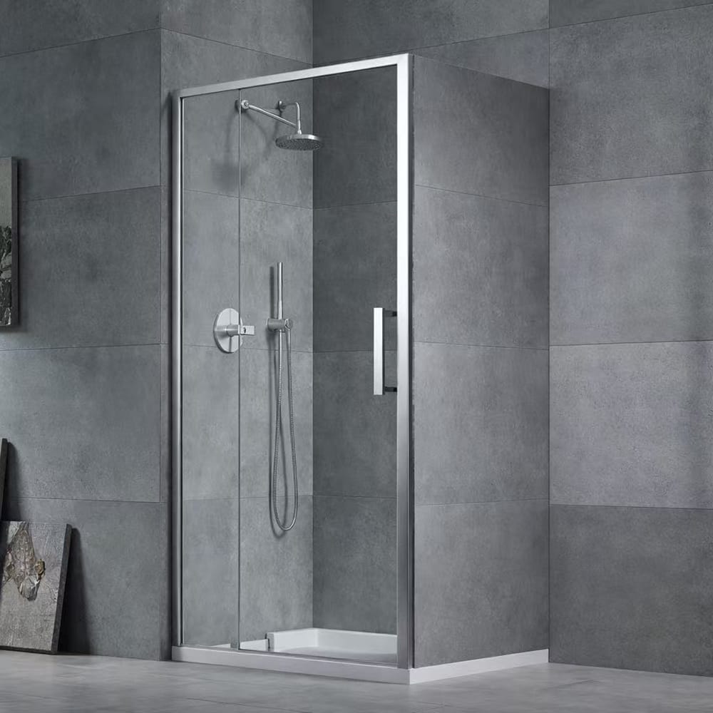 Oceano Showers Louve Square Pivot Shower Screen Front Only - Chrome