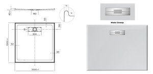 Oceano Showers Stonelite™ Elite EL1000R 1000x1000MM Rear Outlet