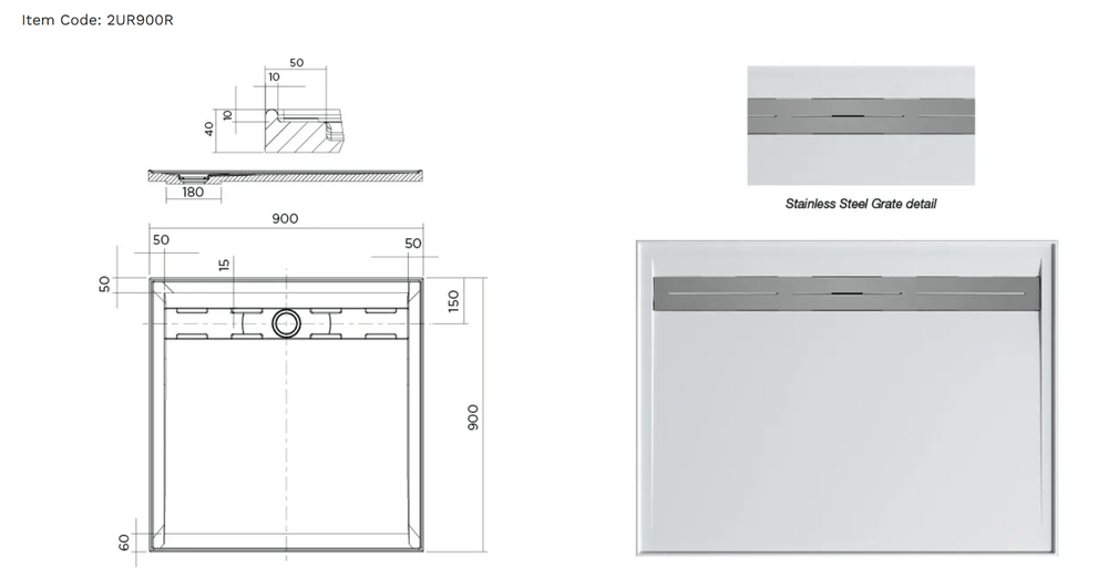 Stonelite™ Urban MKII 2UR900R 900x900MM Rear Outlet