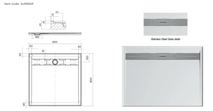 Oceano Showers Stonelite™ Urban MKII 2UR900R 900x900MM Rear Outlet