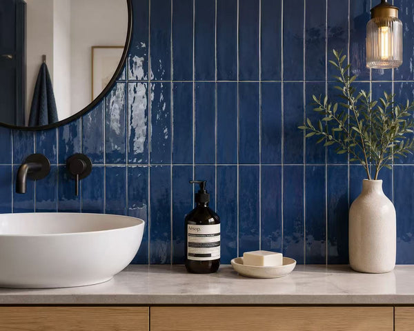 STI Tile Casablanca Navy Blue Gloss Subway Tile 58X242mm