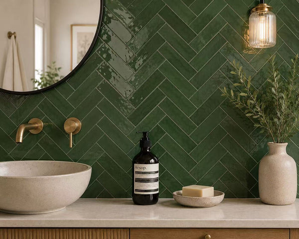 STI Tile Casablanca Bottle Green Gloss Subway Tile 58X242mm