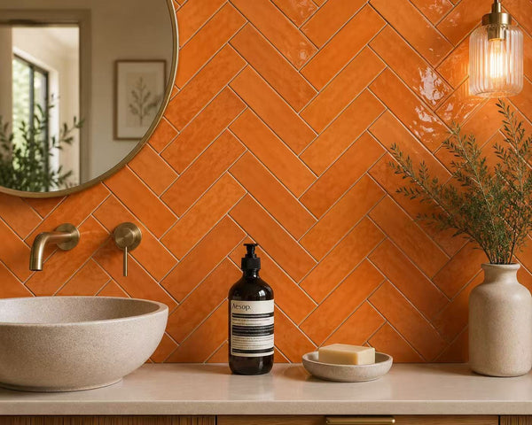 STI Tile Casablanca Orange Gloss Subway Tile 58X242mm