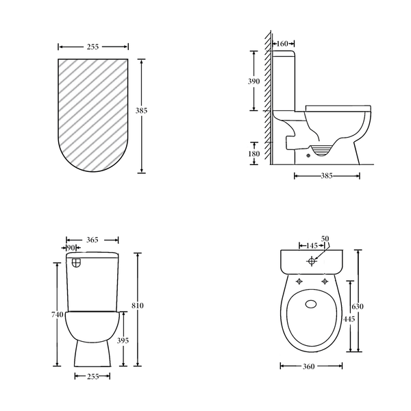 Noveen Toilets T6009P — YORK Rimless Toilet Suite