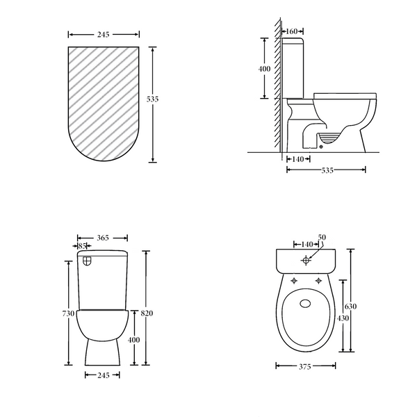 Noveen Toilets T6009S — YORK Close Couple Toilet Suite (Universal inlet)