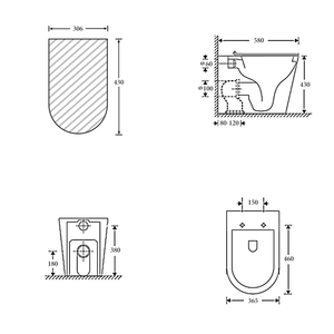 Noveen Toilets T1003D-UQ-MB – ZURICH Tornado-Rimless Floor Pan