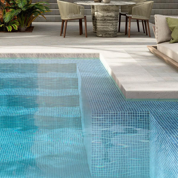 THEO DI Tile Alttoglass Fog Azul 3002 Grip Pool Mosaic Tile 316x396mm