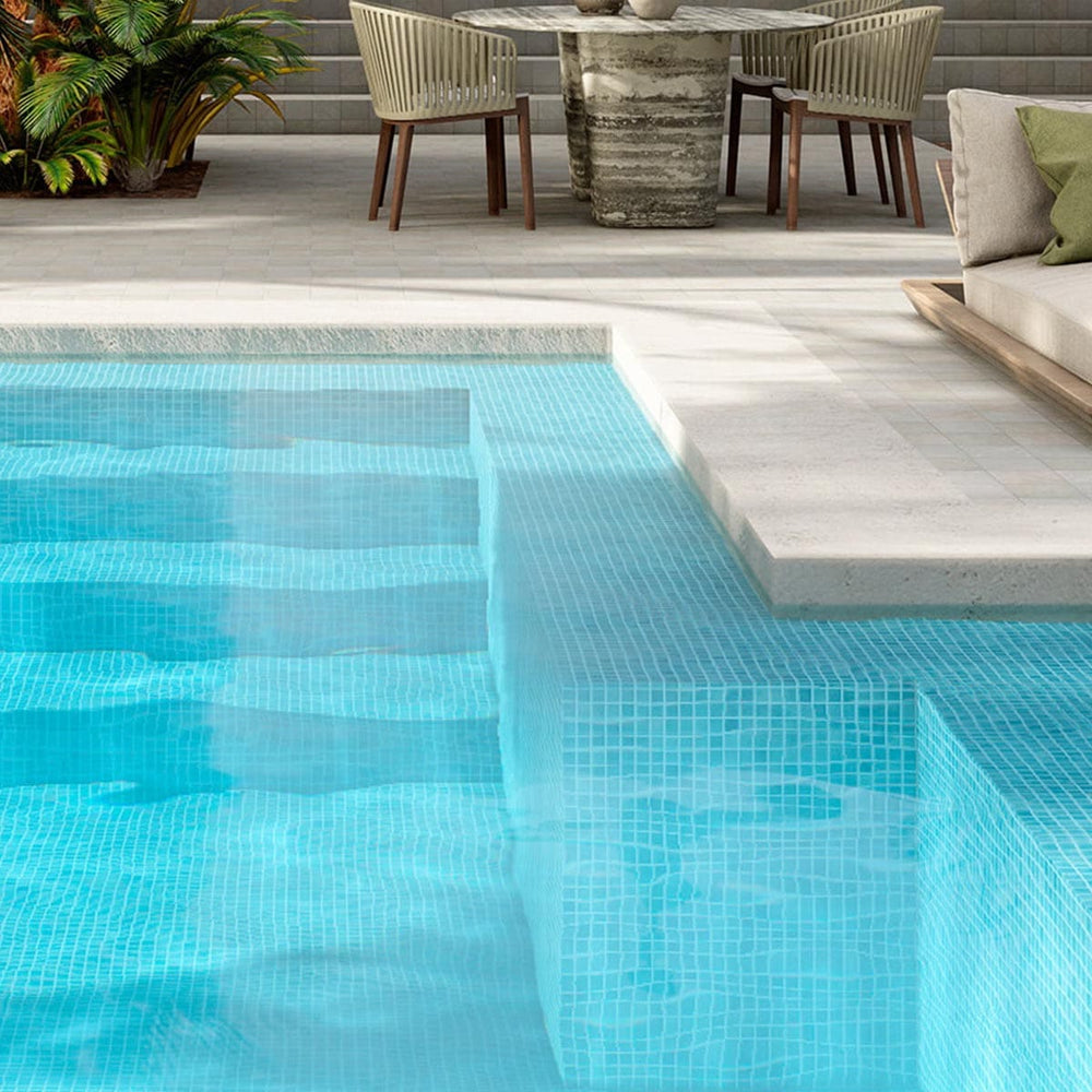 Alttoglass Fog Azul Celeste 3004 Grip Pool Mosaic Tile 316x396mm