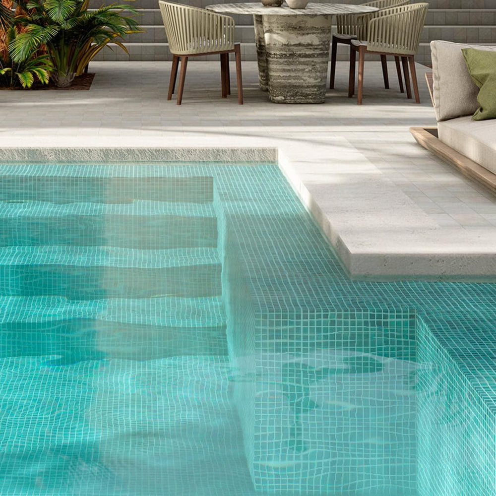 Alttoglass Fog Turquoise 3007 Grip Pool Mosaic Tile 316x396mm