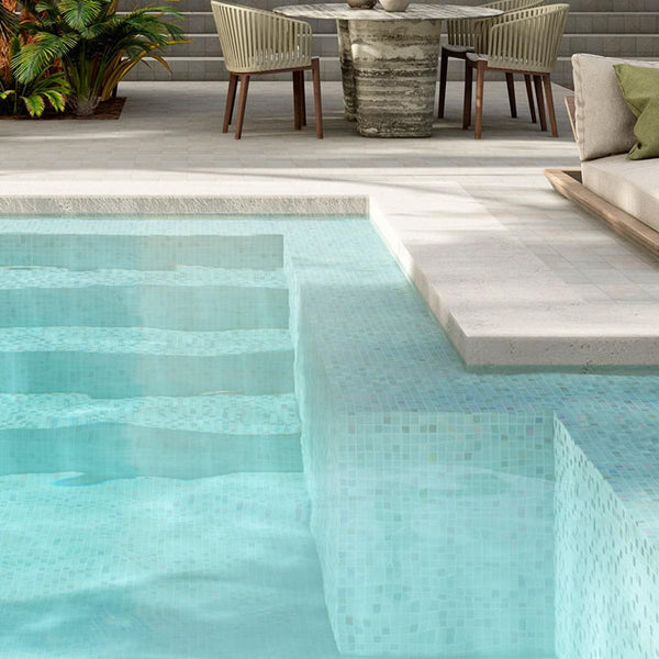 THEO DI Tile Alttoglass Iris Mix Arctic 7800 Grip Pool Mosaic Tile 316x396mm
