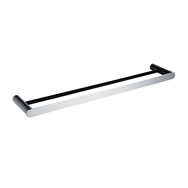 AR52.03 Esperia Matte Black & Chrome Double Towel Rail 600mm