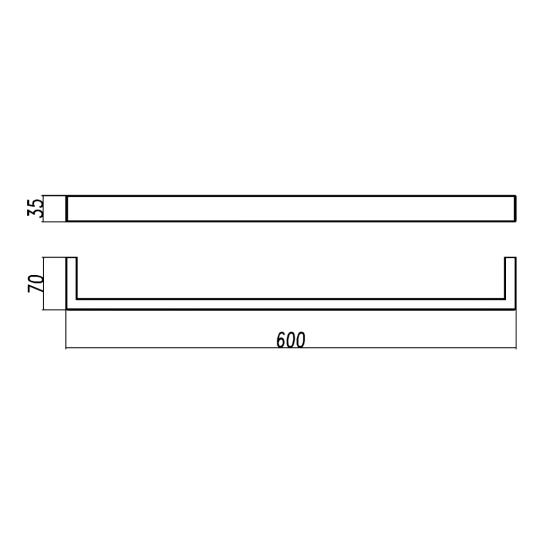 TSI Bathroom Accessories OX7001.TR IVANO SERIES SQUARE BLACK SINGLE TOWEL RAIL 600MM