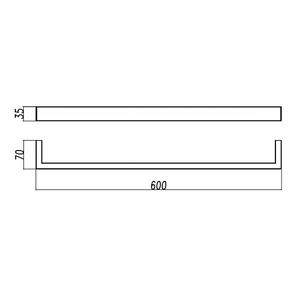 TSI Bathroom Accessories BU7001.TR IVANO SERIES SQUARE BRUSHED NICKEL SINGLE TOWEL RAIL 600MM