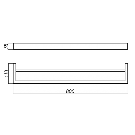 TSI Bathroom Accessories BUYG7002.8.TR IVANO SERIES SQUARE BRUSHED YELLOW GOLD DOUBLE TOWEL RAIL 800MM