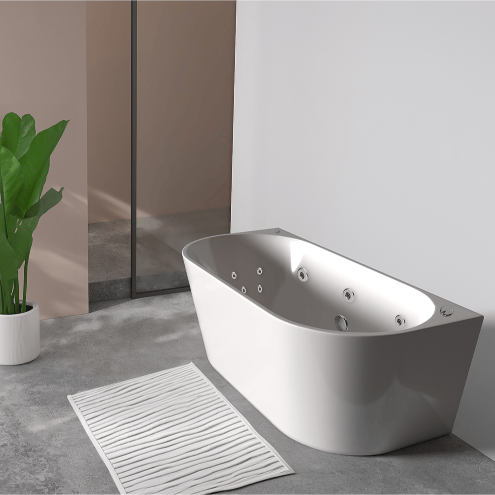 Noveen Bathtubs BTA1700-H-SPA Atlanta Back to Wall Hydrotherapy Spa Bathtub 1700x780x600mm