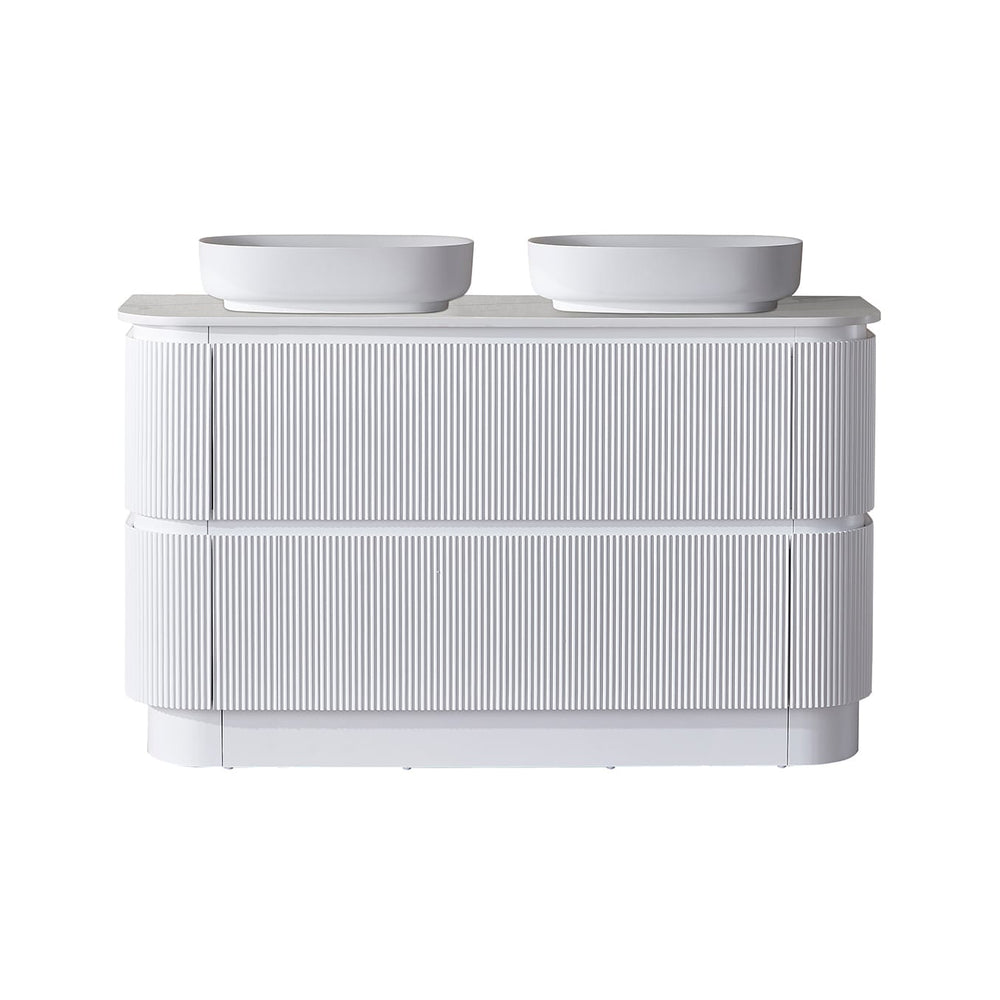Avia Vanities Hudson 1500mm Floor Standing Matt White Vanity Double Bowl SK68-1500DWM