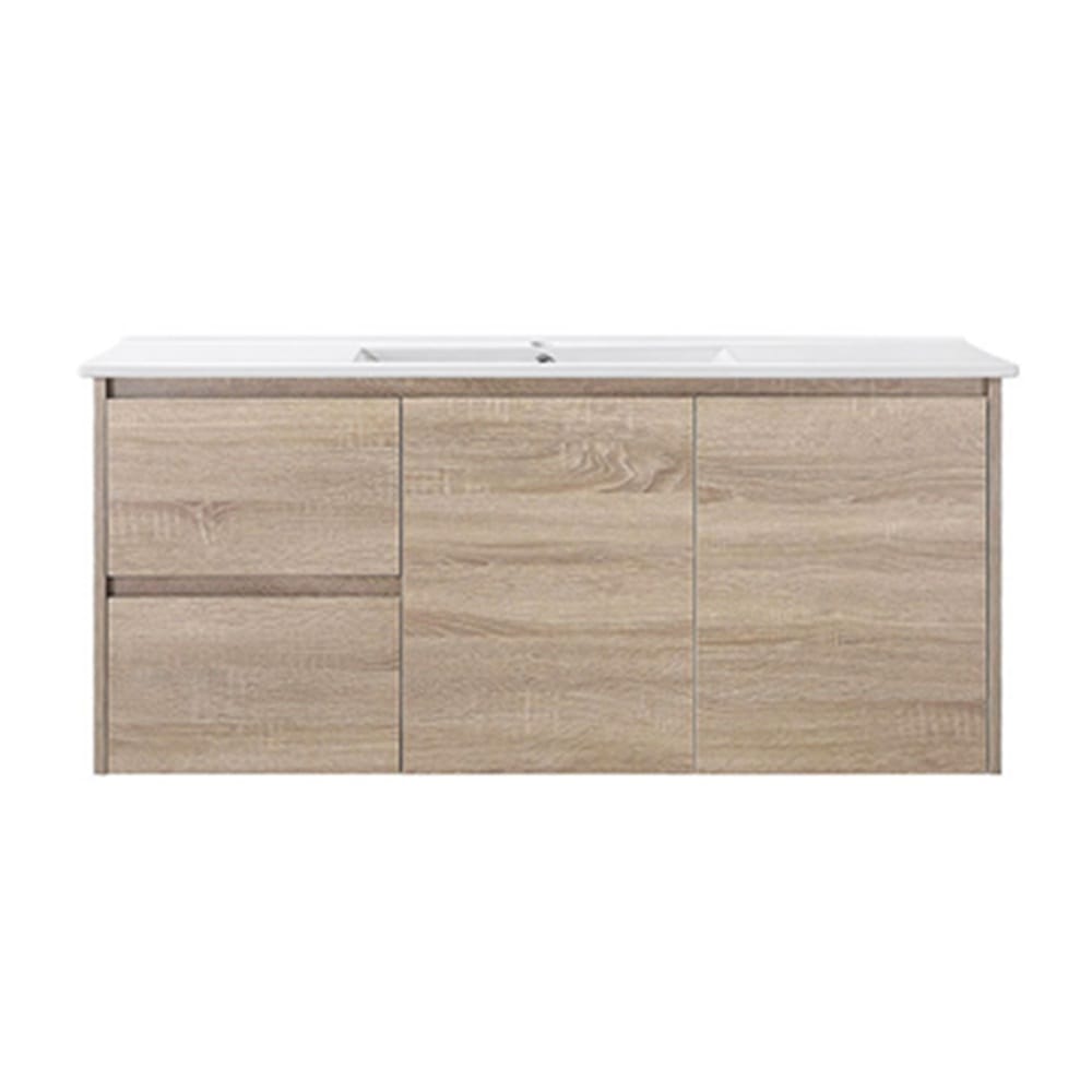 Avia Vanities Royce Deep Wall Hung Vanity 1200mm Prime Oak/Natural Timber Right/Left Drawers SYWH05-1200