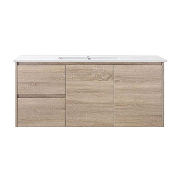 Avia Vanities Royce Deep Wall Hung Vanity 1200mm Prime Oak/Natural Timber Right/Left Drawers SYWH05-1200