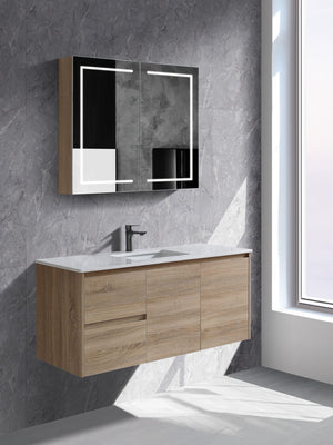 Avia Vanities Royce Deep Wall Hung Vanity 1200mm Prime Oak/Natural Timber Right/Left Drawers SYWH05-1200