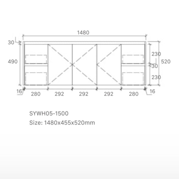 Avia Vanities Royce Deep Wall Hung Vanity 1500mm Prime Oak/Natural Timber Right/Left Drawers SYWH05-1500