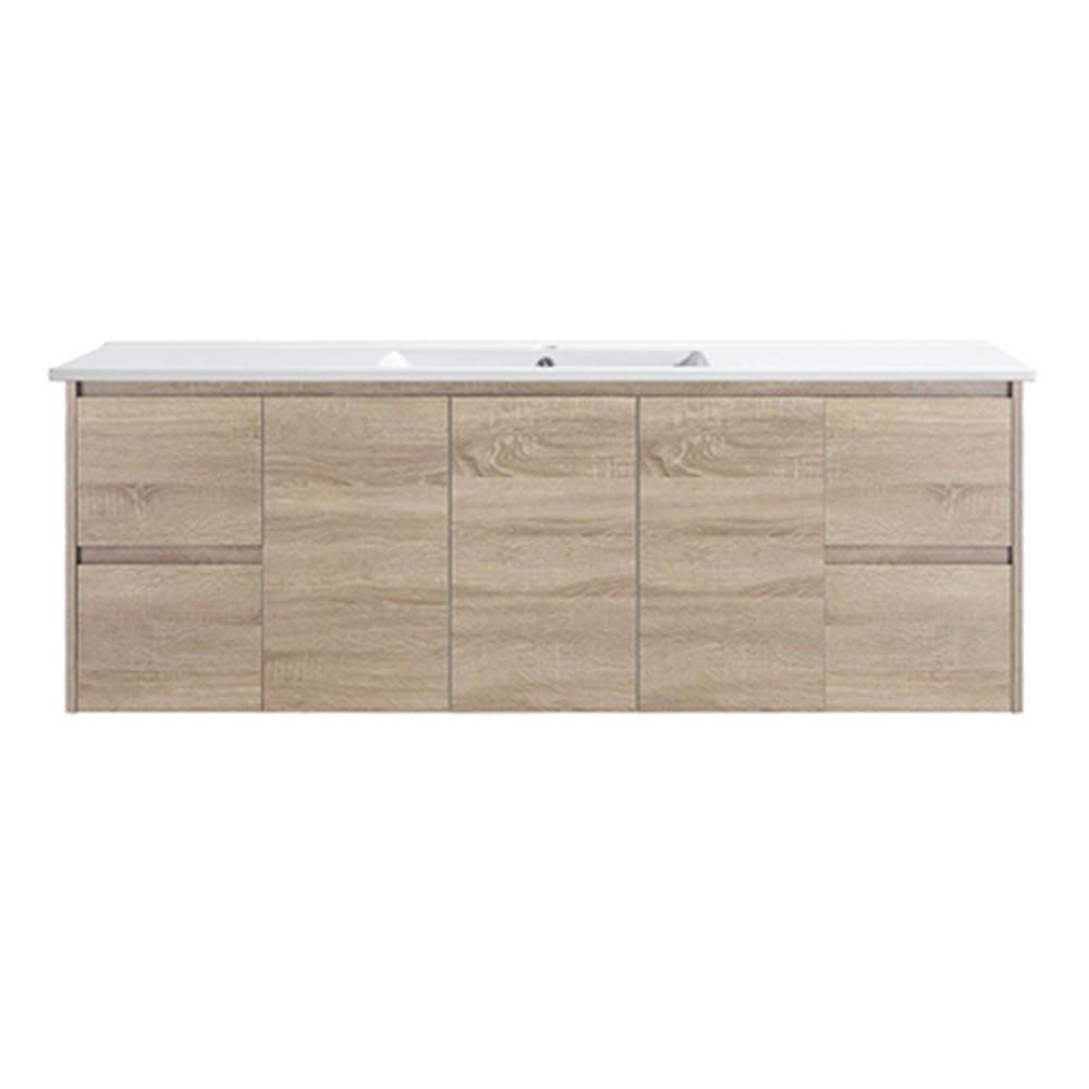 Avia Vanities Royce Deep Wall Hung Vanity 1500mm Prime Oak/Natural Timber Right/Left Drawers SYWH05-1500