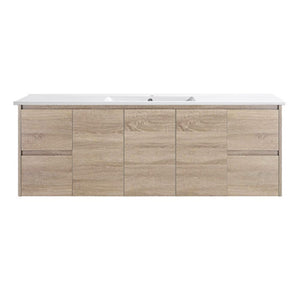 Avia Vanities Royce Deep Wall Hung Vanity 1500mm Prime Oak/Natural Timber Right/Left Drawers SYWH05-1500