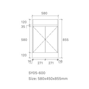 Avia Vanities Tobi Freestanding Vanity 600mm Prime Oak/Natural Timber SY05-600