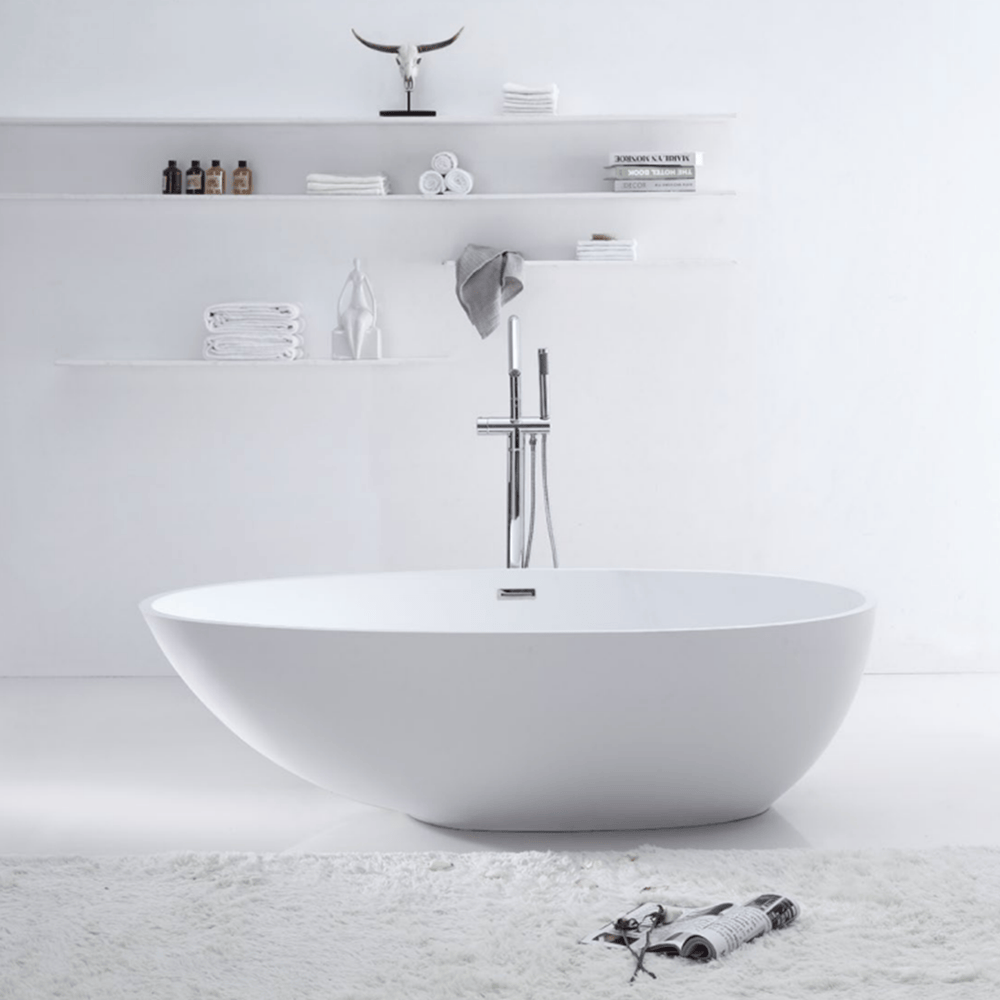 Azura Bathtubs SI-8833-1500 Delight Collection Solid Surface Freestanding Bathtub 1500mm x 850mm x 510mm (Height) - Matt