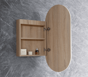 Azura simple LED OSH-4590A8 LED Krystal Collection 450*900*115MM Natural Timber SHAVING CABINET