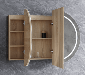 Azura simple LED OSH-9060A8 Amber LED Collection 900*600*145MM Natural Timber SHAVING CABINET