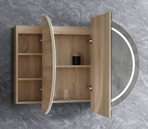 Azura simple LED OSH-9060A8 Amber LED Collection 900*600*145MM Natural Timber SHAVING CABINET