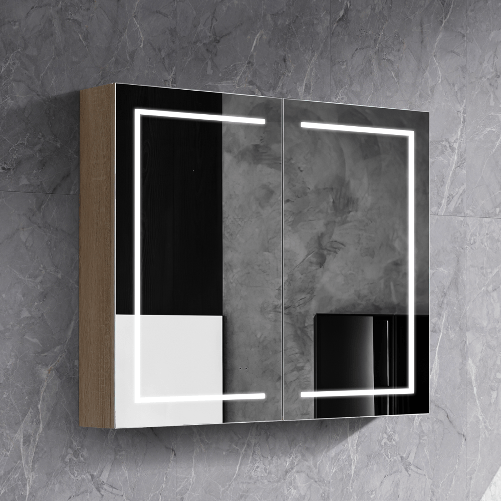 Azura simple LED PSH-7575A8 Brighton LED Collection 750*750*150MM Natural Timber SHAVING CABINET
