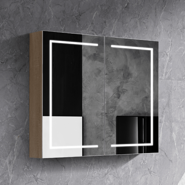 Azura simple LED PSH-7575A8 Brighton LED Collection 750*750*150MM Natural Timber SHAVING CABINET