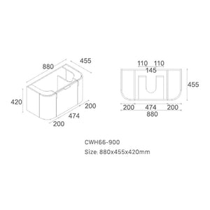 Azura Vanities CWH66-900WM Plateau Collection 900mm - Matt White Single Bowl